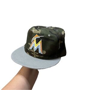 Miami Marlins MLB Camouflage Snapback Hat Flat Bill One Size